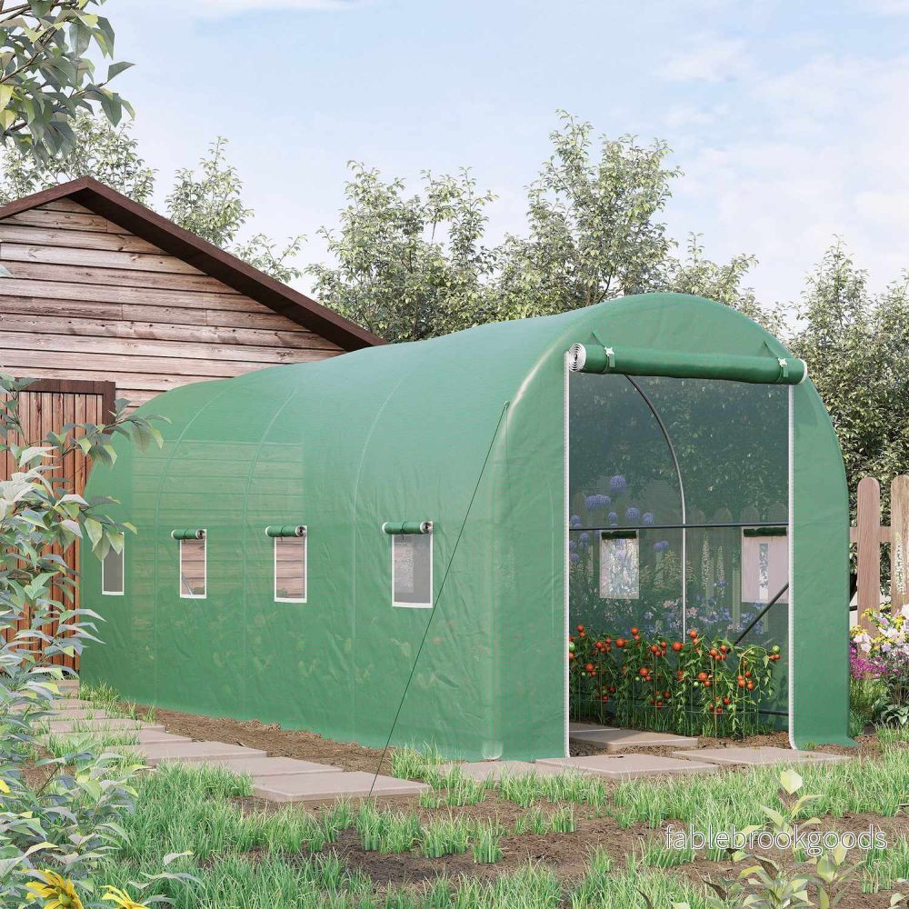 Växthuspolytunnel med fönster, grön, 5x2x2,1m - Bild 2