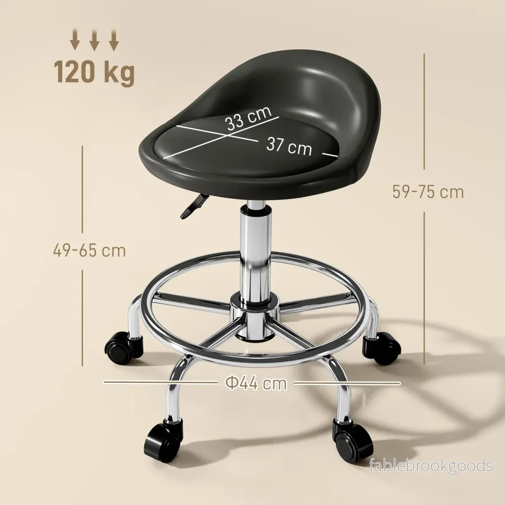 Justerbar höjd Svängbar pall med ryggstöd, svart, 59-75 cm - Bild 3