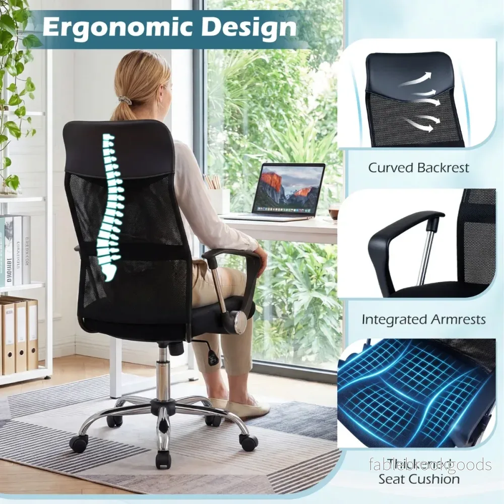 Ergonomisk – Kontorsstol Med Vippefunktion Höjdjusterbar Skrivbordsstol Spelstol – Svart - Bild 3