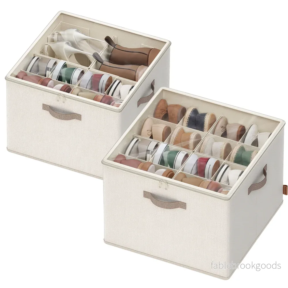 Schoenorganizer - 43 x 43 x 32 cm - geschikt voor maximaal 16 paar schoenen - cappuccinobeige - maximale draagkracht 18 kg