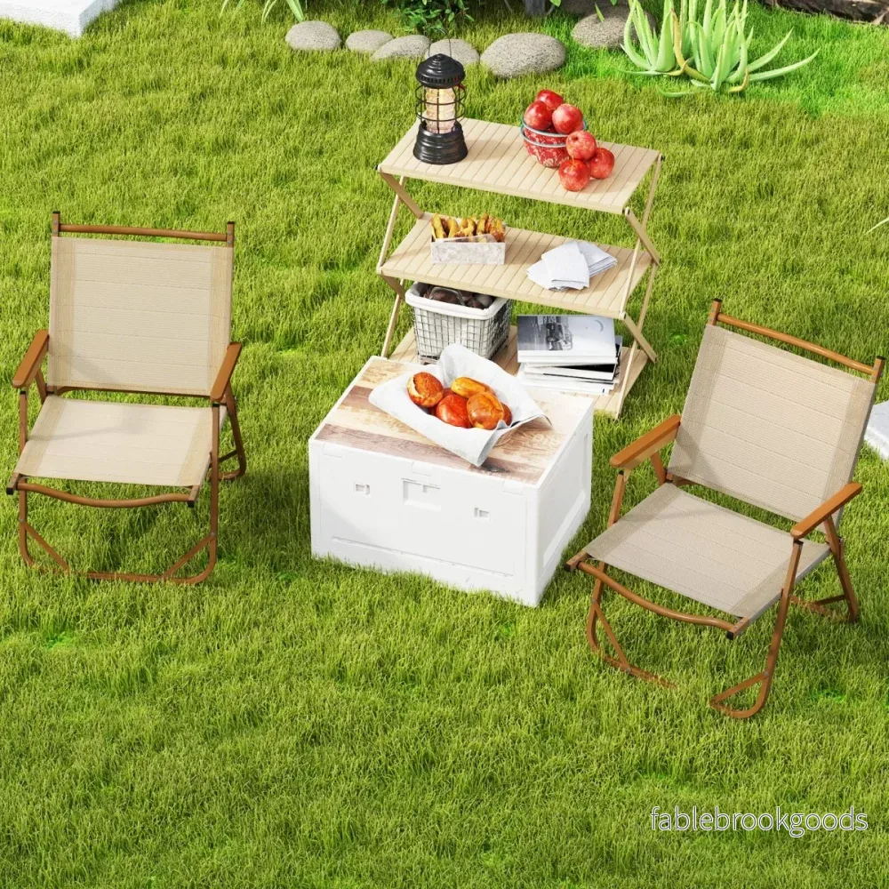 pack – Fällbara campingstolar med aluminiumram Ultralätta – 2 – Beige - Bild 3