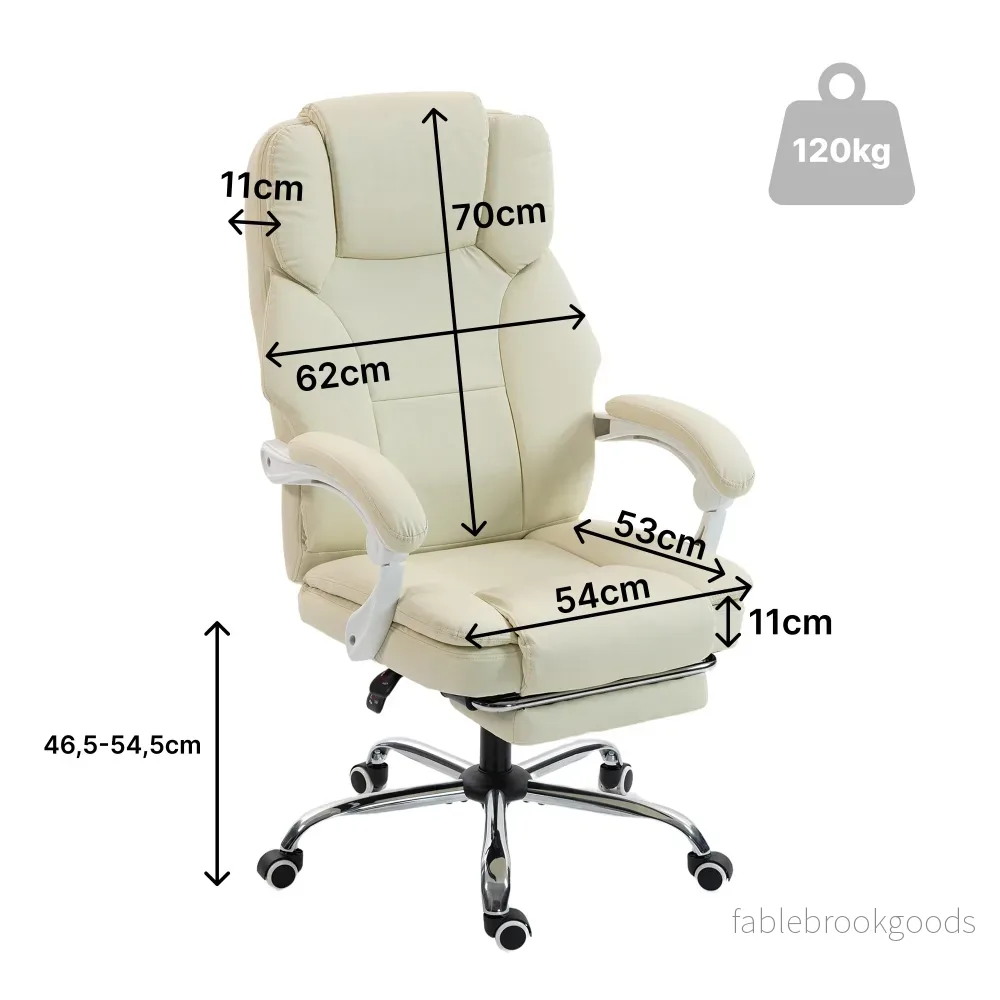 Kontorsstol med fotstöd, justerbar höjd, beige - Bild 3