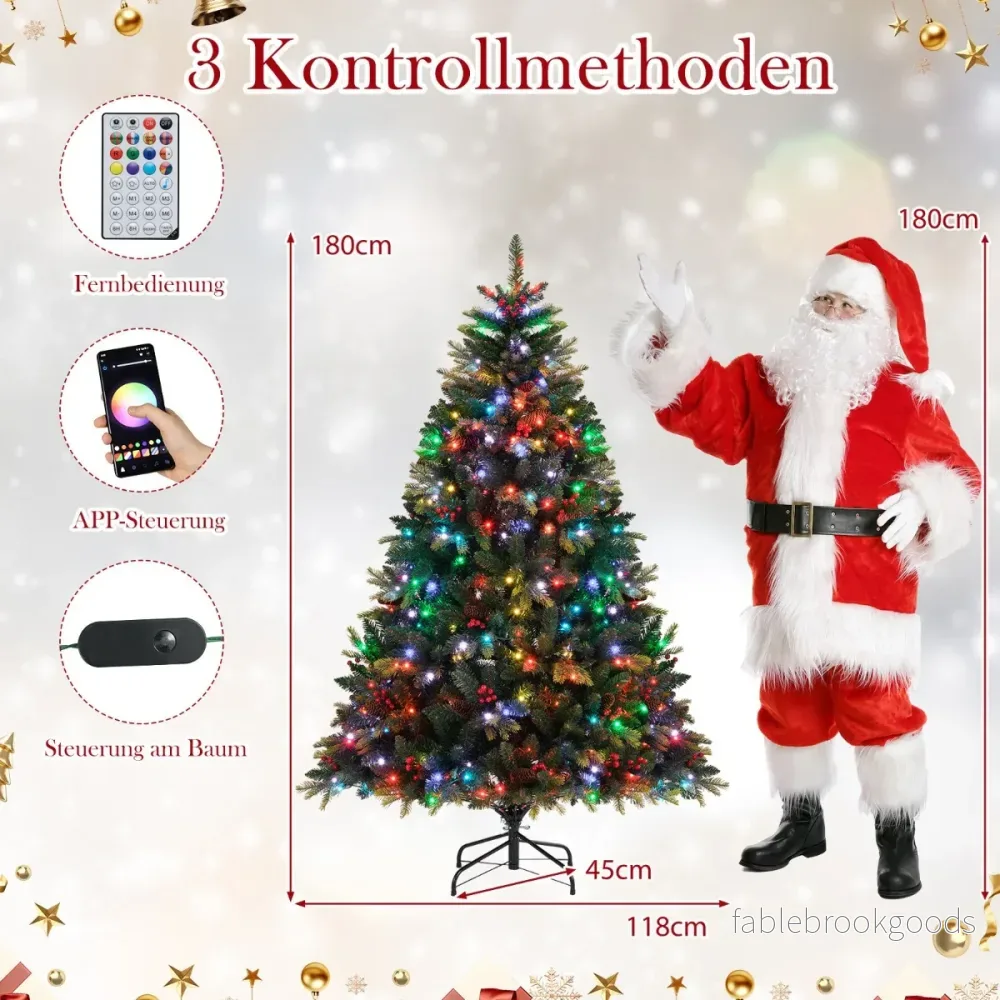 Konstgjord – julgran med APP styrda flerfärgade RGB lampor – 370 180 cm – Grön - Bild 2