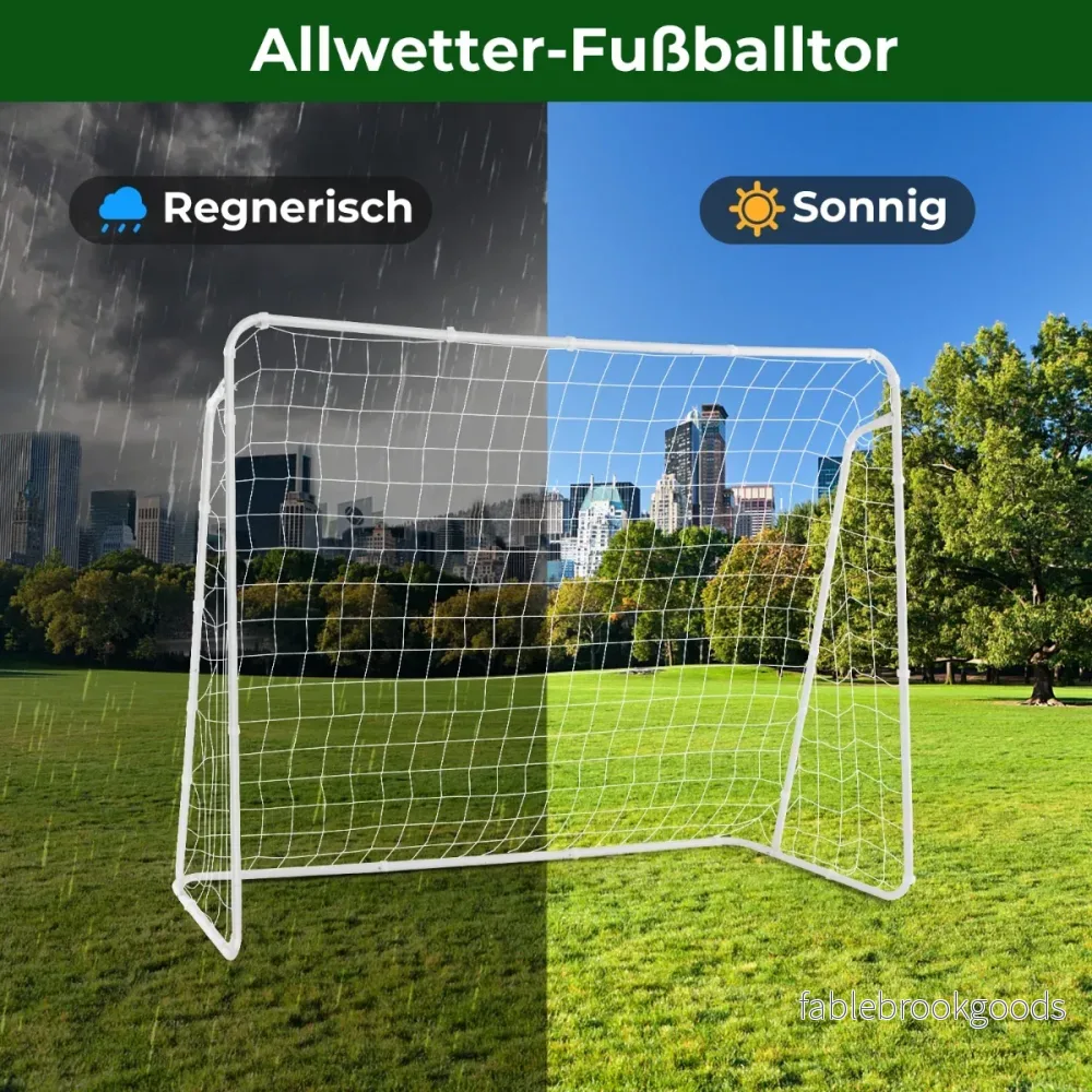 Väderbeständigt – fotbollsmål med nät och robust ram målvägg – 215 x 152 x 76 cm – Vit - Bild 2