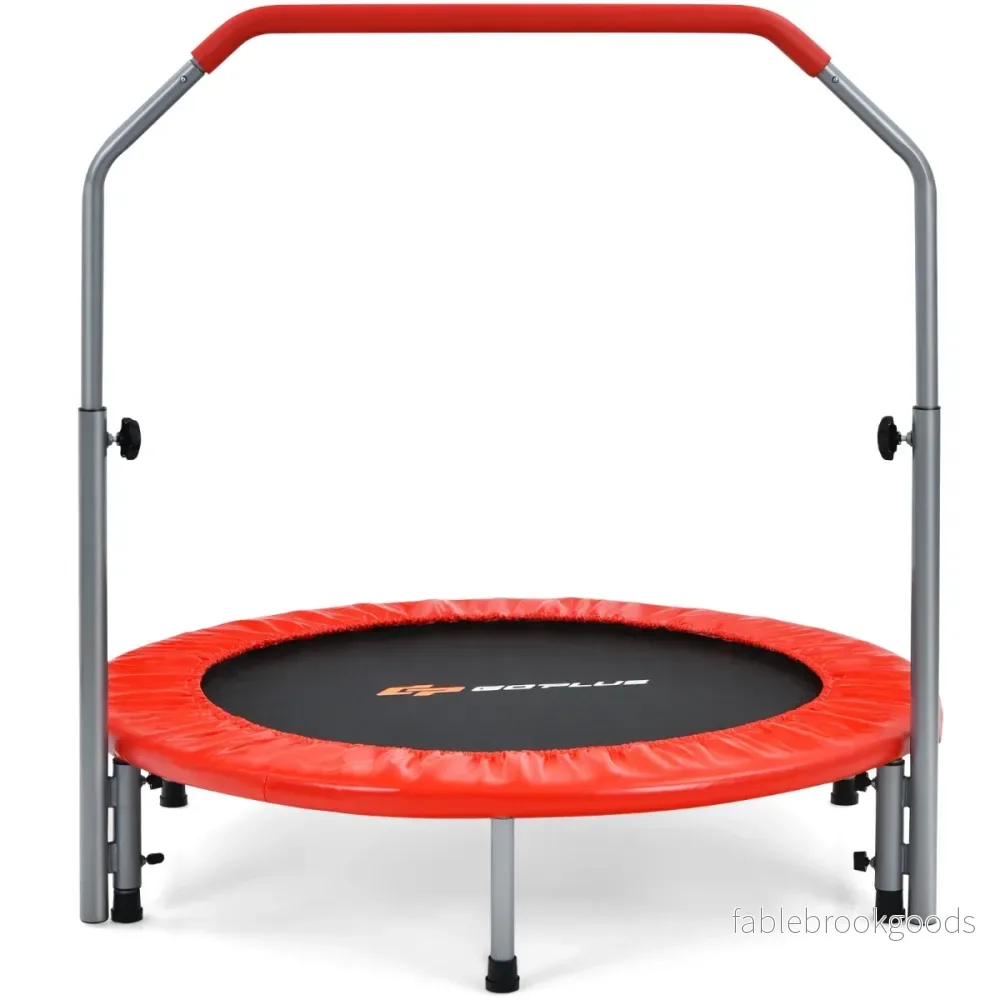 Vikbar – ministudsmatta med höjdjusterbart handtag Fitnessstudsmatta – Ø 101 cm – Röd - Bild 3