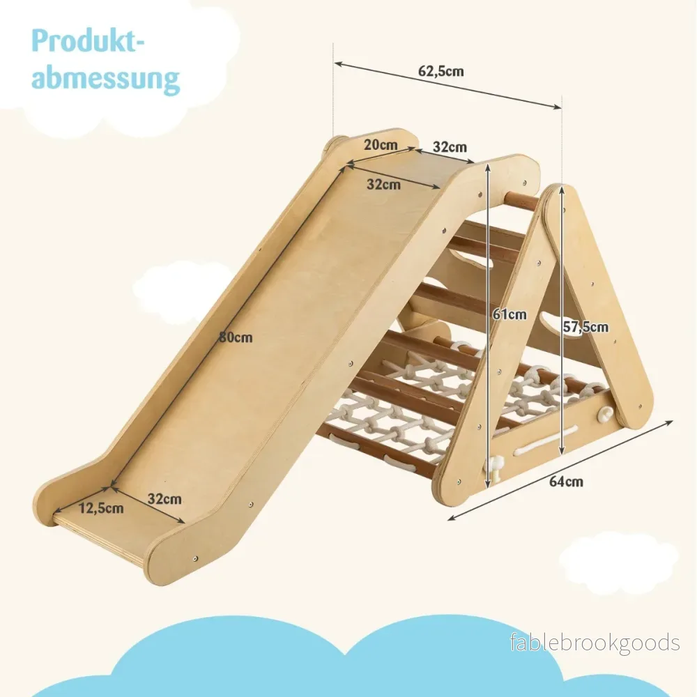 Klätterleksak – för småbarn Triangulär i klätterställning med Ramp Natural – 4 1 – Natur - Bild 2