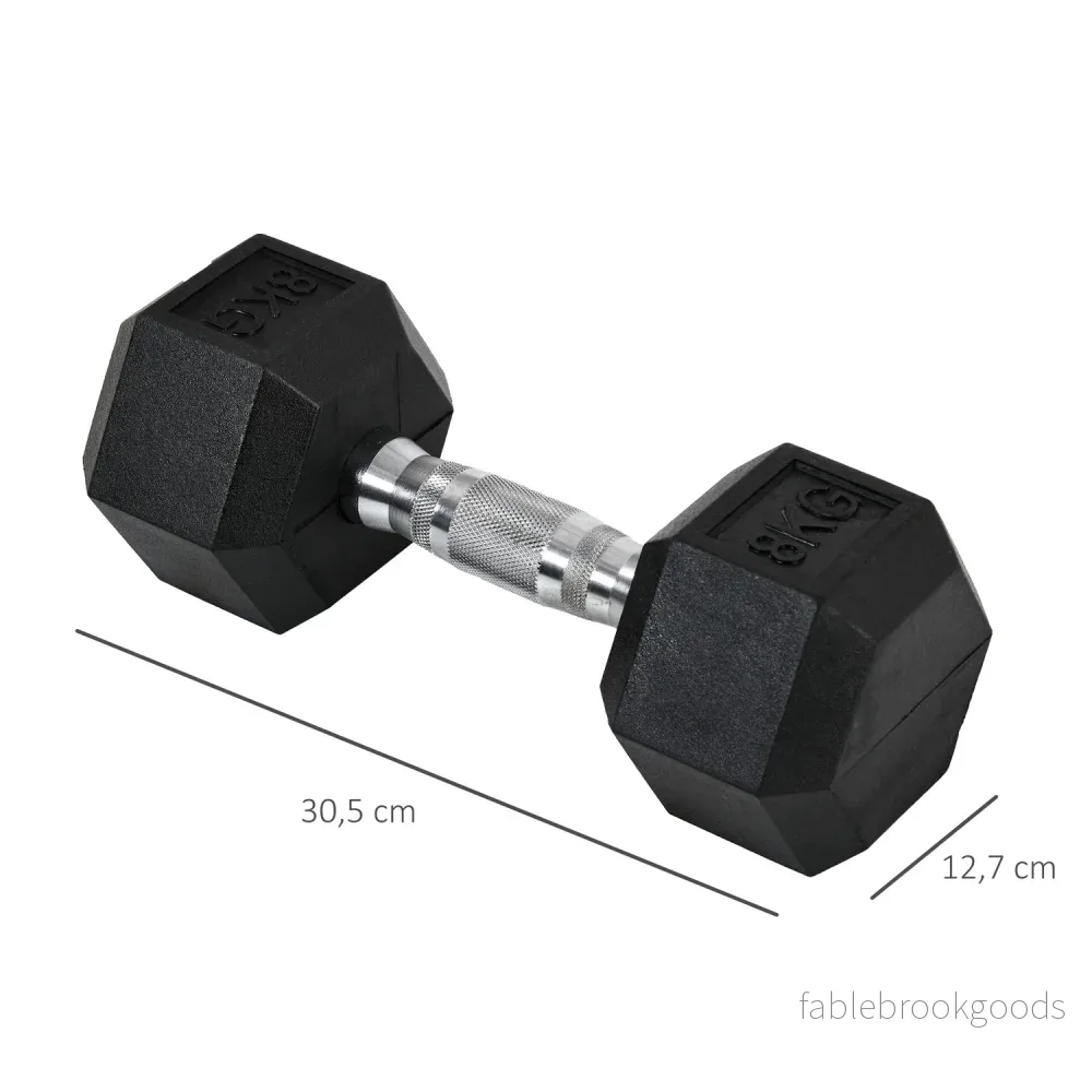 8 kg Hexagon Hantlar Set, gjutjärn, räfflade grepp - Bild 3