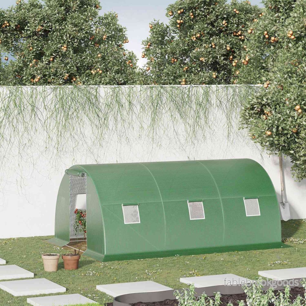 Walk-In Greenhouse Polytunnel 4,5x3m, 6 fönster, Frostbeständig - Bild 2