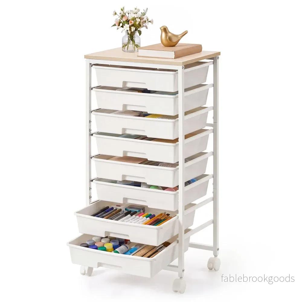Rolwagen - Met Schuifladen op Wielen - Wit - 39,5 x 28,5 x 76,5 cm
