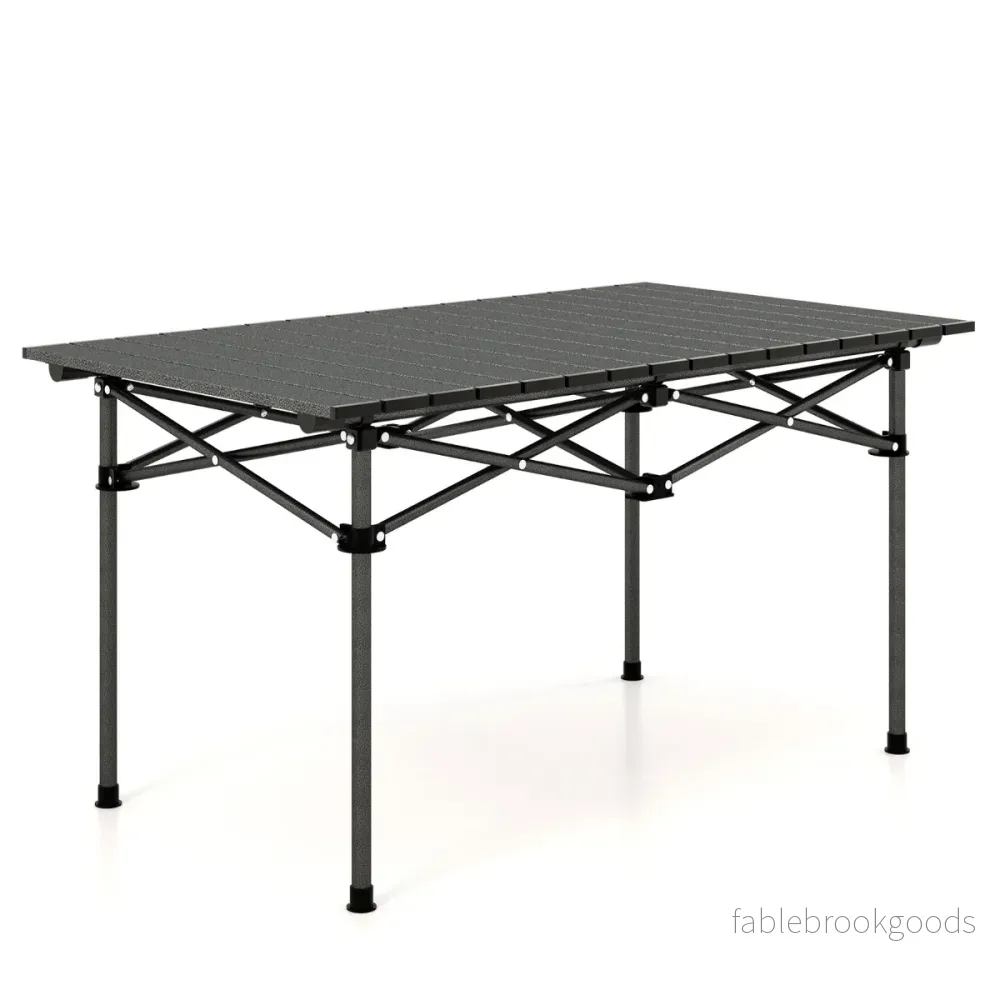 Campingbord – i aluminium för personer, hopfällbart picknickbord med bärväska – 4-6 – Svart - Bild 2