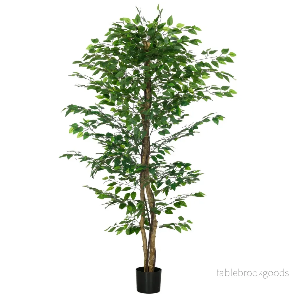 Konstgjord ficusträd med plantering, 180 cm hög krukväxt