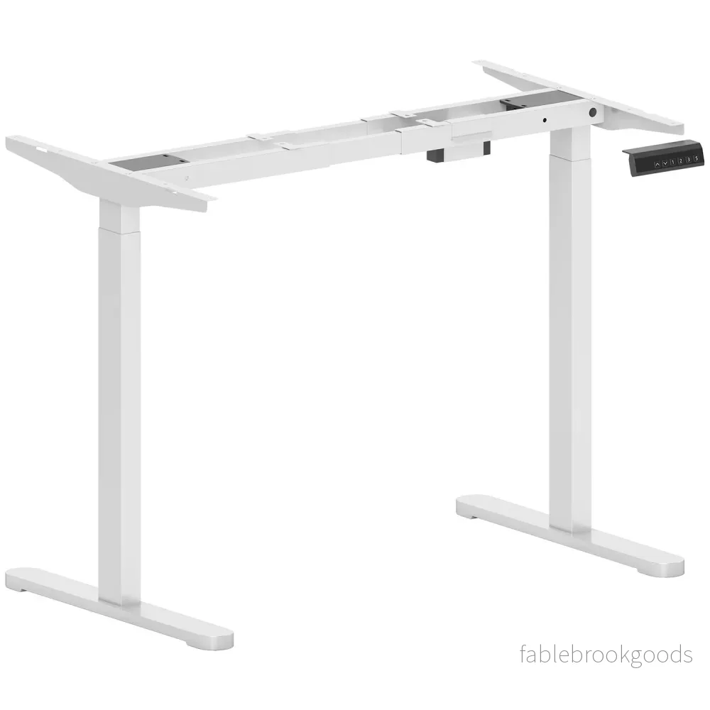 Elektrisk skrivbordsram, höj- och sänkbar, med minnesfunktion, stål, vit