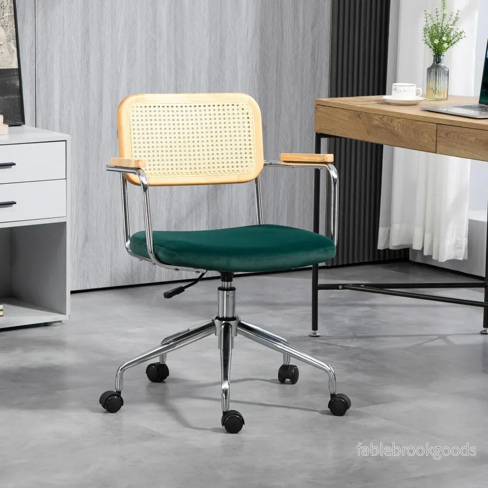 Justerbar Boho kontorsstol med armstöd, grön vridbar - Bild 2
