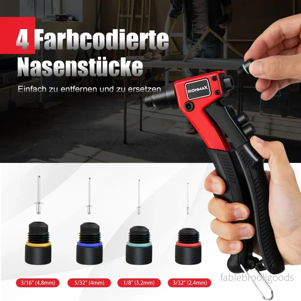 Handnitare – Heavy Duty manuell nitpistol med Nitverktygssats bärväska – 200 – Svart - Bild 2