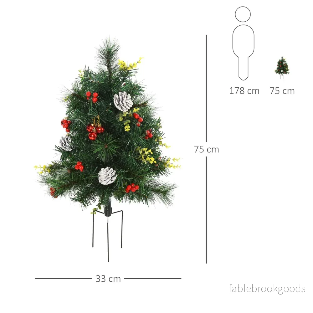 Set med 2 minijulgranar med kottar och LED-lampor - Bild 3