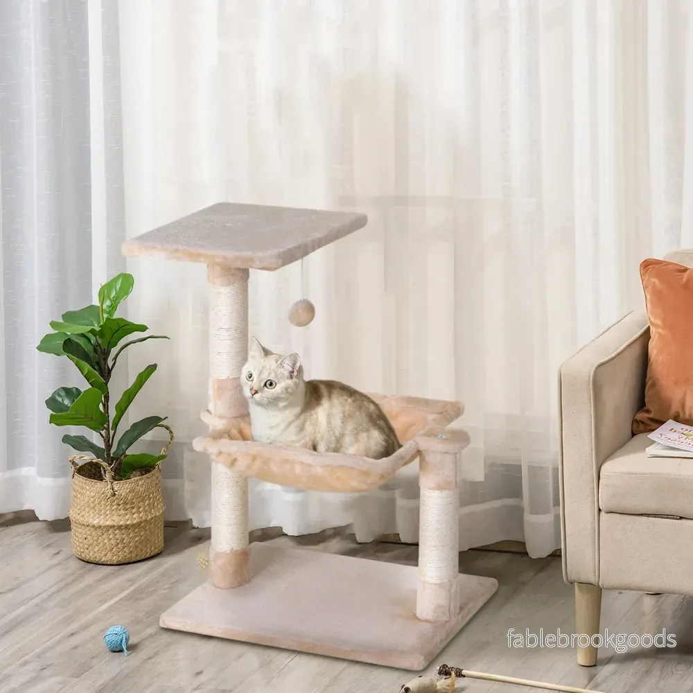 Kattträdskrapstolpe med sisal och plyschhängmatta 50cm - Bild 2