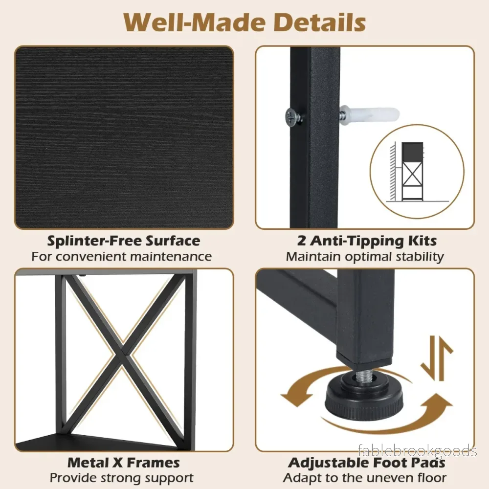Konsolbord – med tygfack, hylla, metallram, trä, mosaikmönster, och – 4 – Kaffe - Bild 3