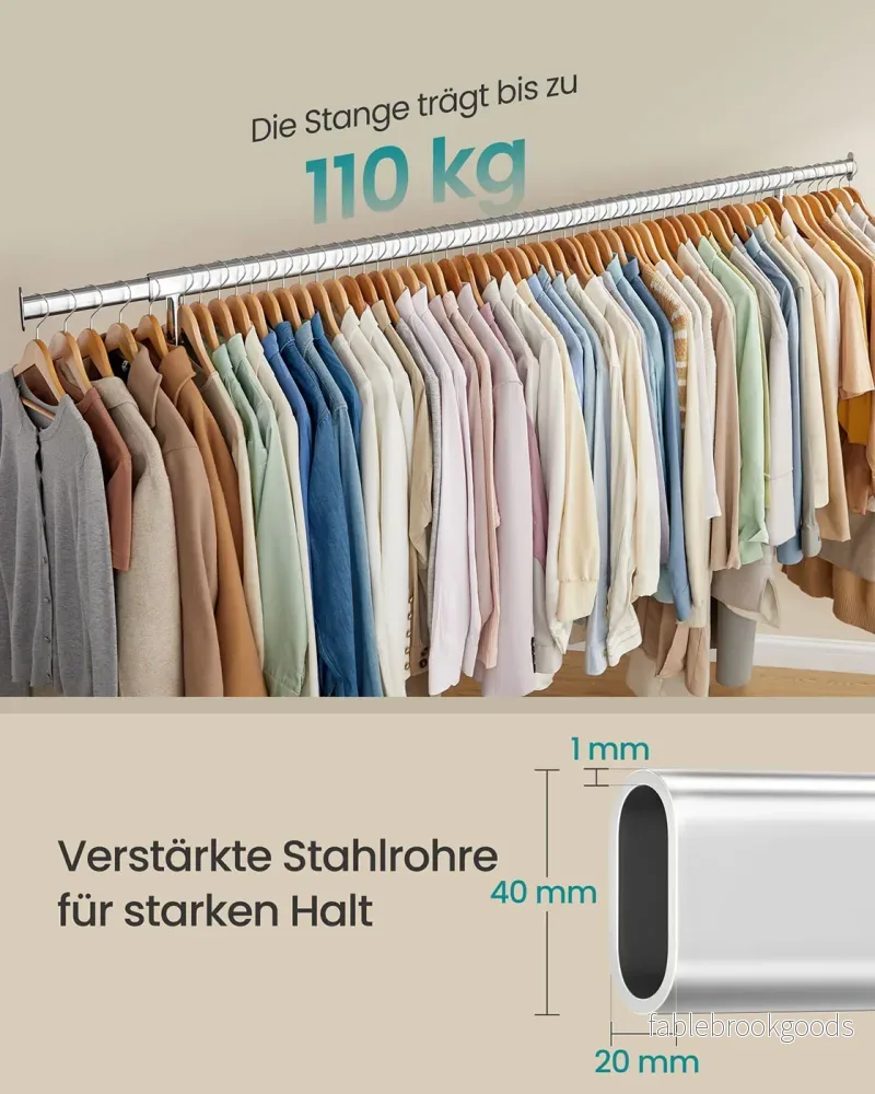 Utdragbart klädställ (160-200 cm) - Lastkapacitet upp till 150 kg - Roterande 360° hjul - Bild 3