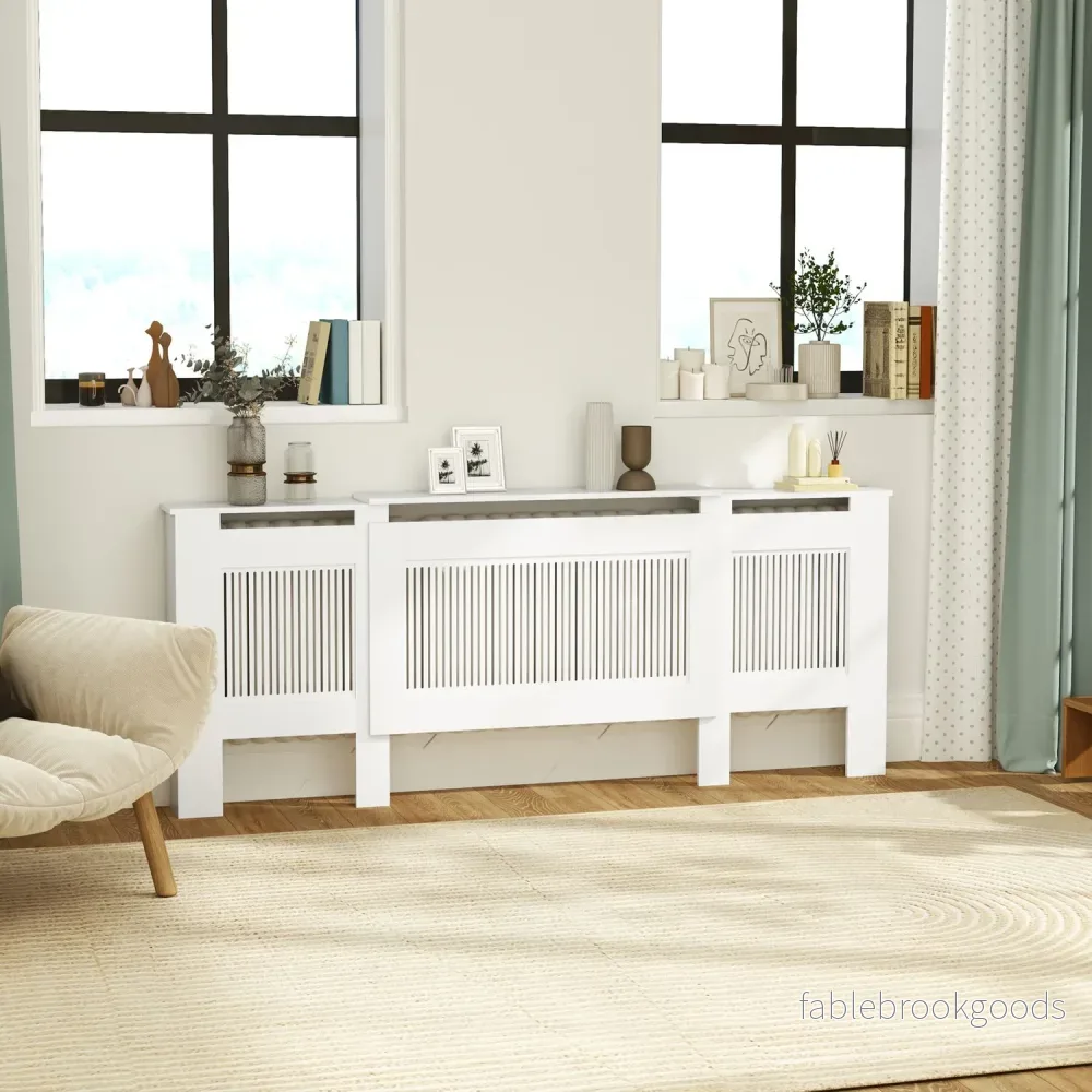 Utdragbart vitt kylarskydd med hylla, spaltdesign - Bild 2