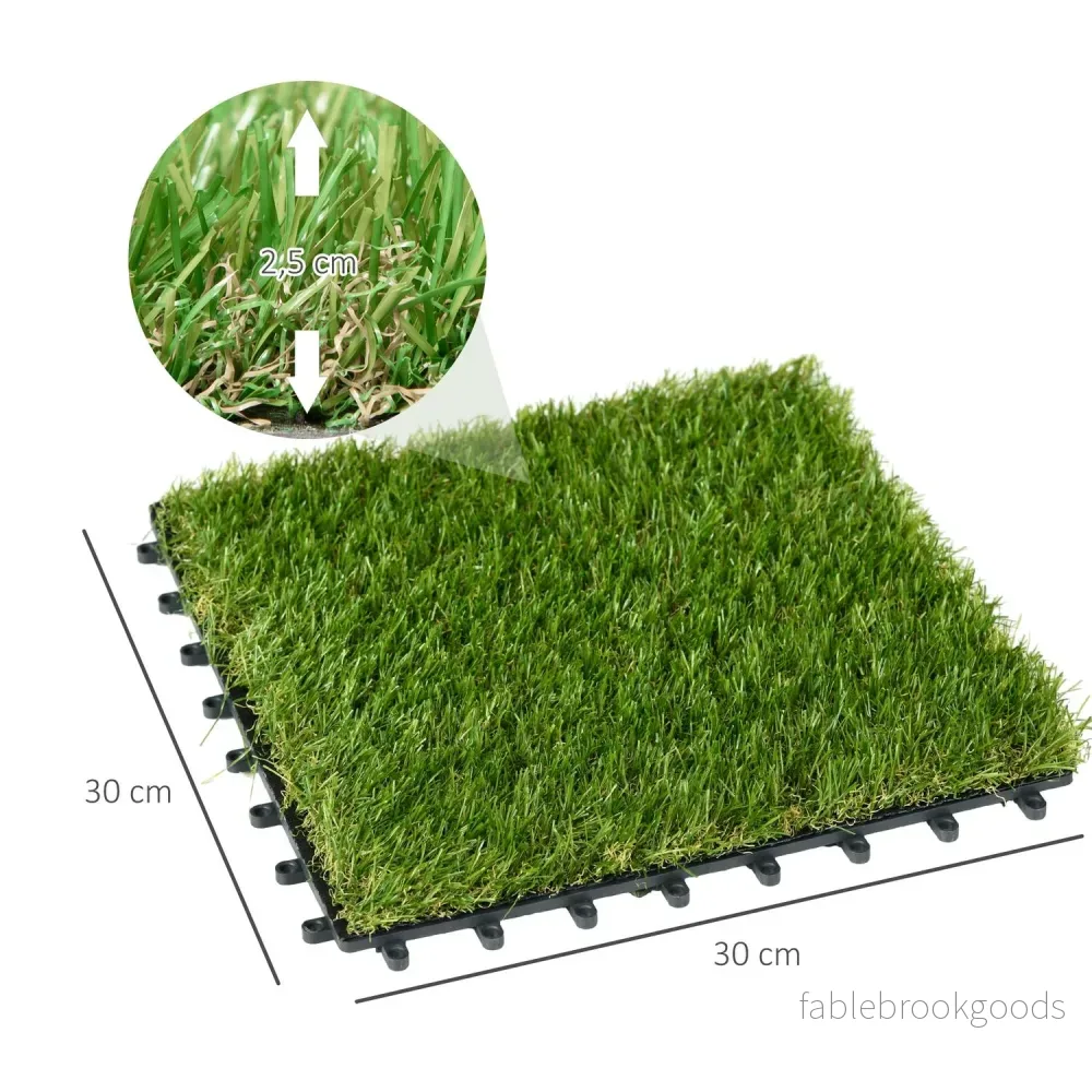 Konstgräsmatta, 10-pack – 25 mm, 30x30 cm, mörkgrön - Bild 3