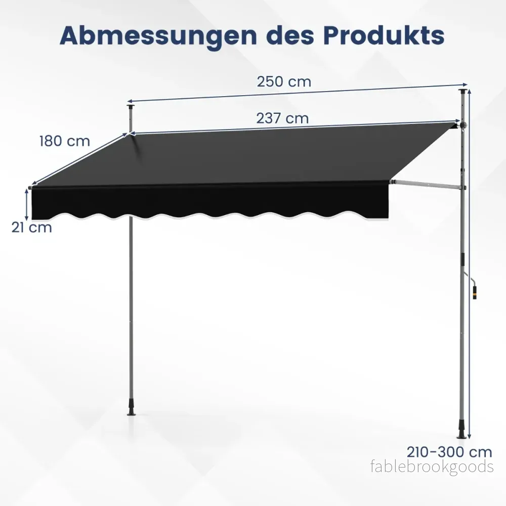 Klemmmarkis – utan borrning med vev Höjdjusterbar och UV beständig – 250 cm – Svart - Bild 2