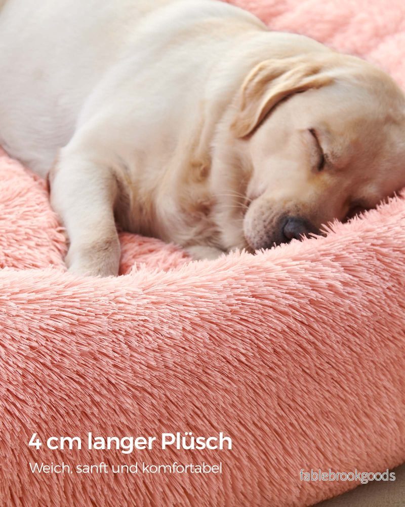 Hundsäng – fluffig och tvättbar – Ø 120 cm – rosa - Bild 3