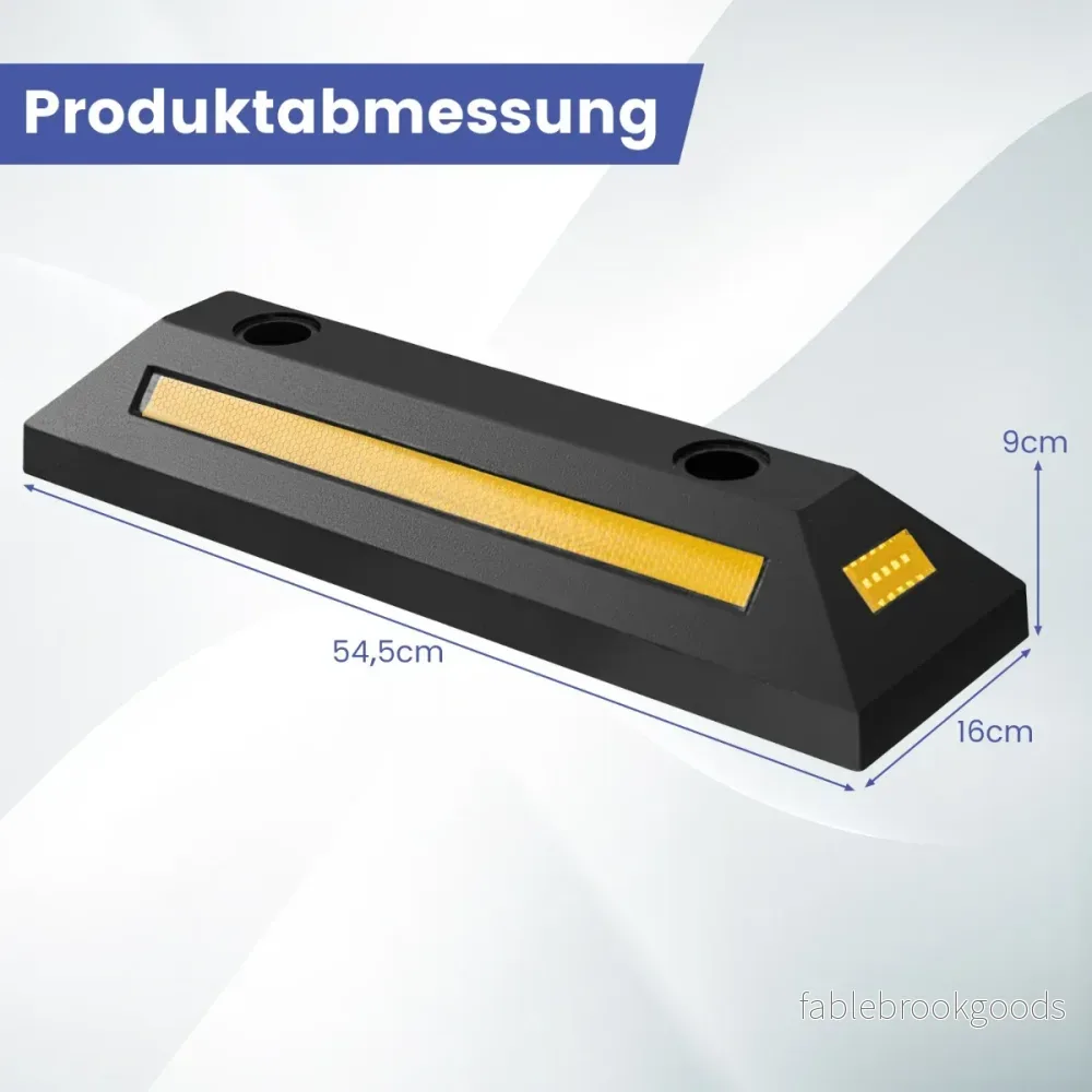 hjulsstoppar – parkeringsbarriär av gummi med reflekterande ränder lastbilar upp till – 2 4000 kg – Svart - Bild 2
