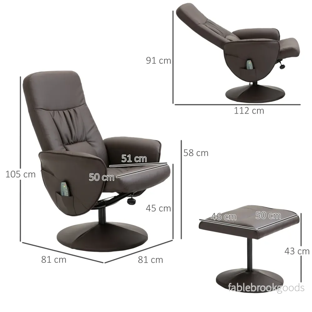 Liggstol med fotpall, konstläder, massage功能 - Bild 3