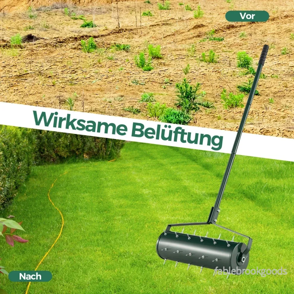 Lawn – Aerator Roller Manual med handtag och spik – 53 x 130 cm – Grön - Bild 2