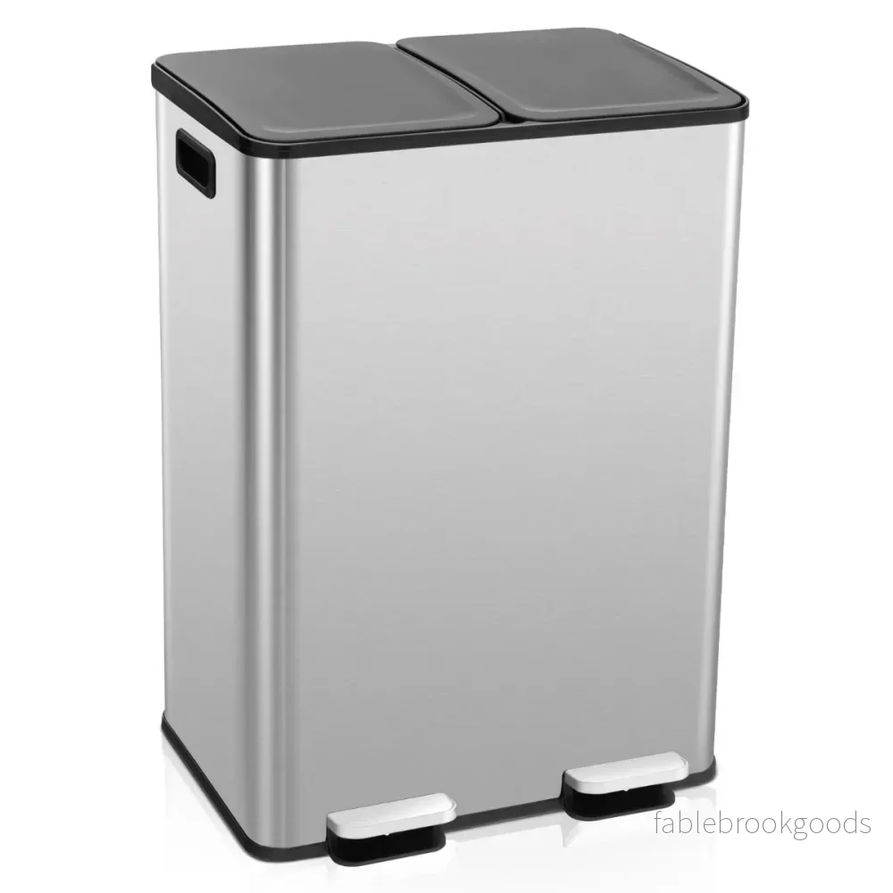 30L – papperskorg med fack och mjukstängande lock deodoriserande – 2 x 2 2 – Silver
