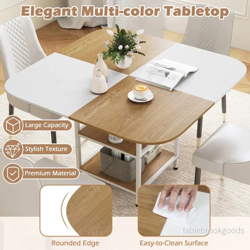 Esstisch – Küchentisch mit Ablagen quadratischer Esszimmertisch für Personen – 2 4 120 x 120 x 77 cm – Kaffe - Bild 3