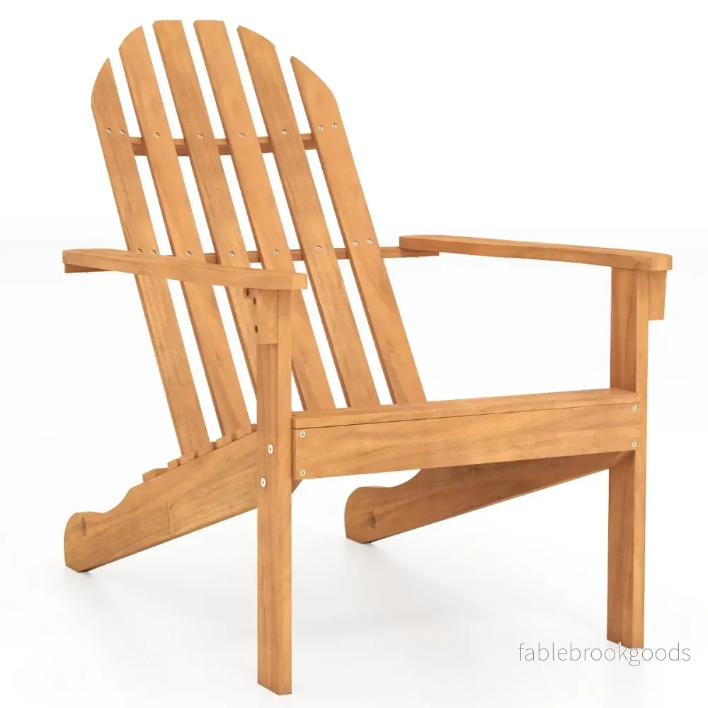 Adirondack – stol i akacieträd med lutande sittplats och hög ryggstödsan – Natur
