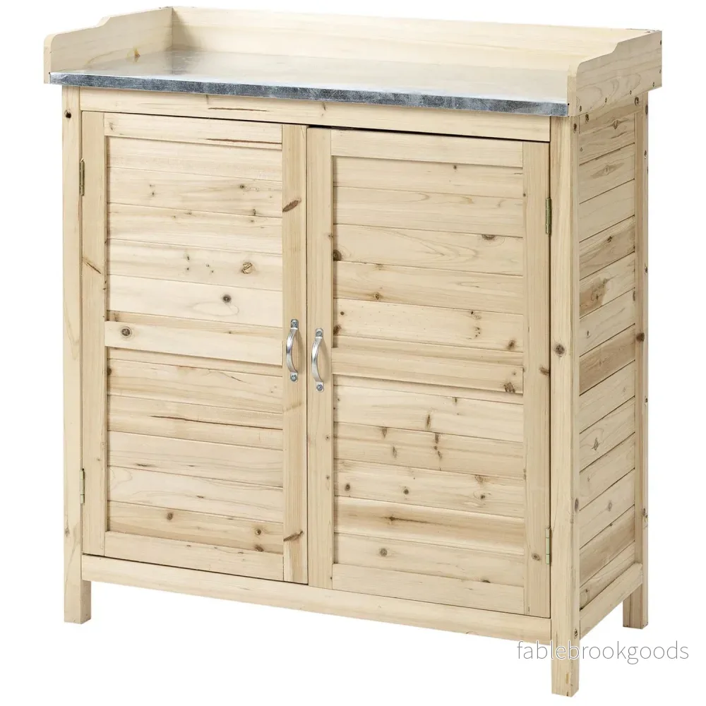 Trädgårdsskåp utomhus med bas & hyllor - 83x40x92 cm