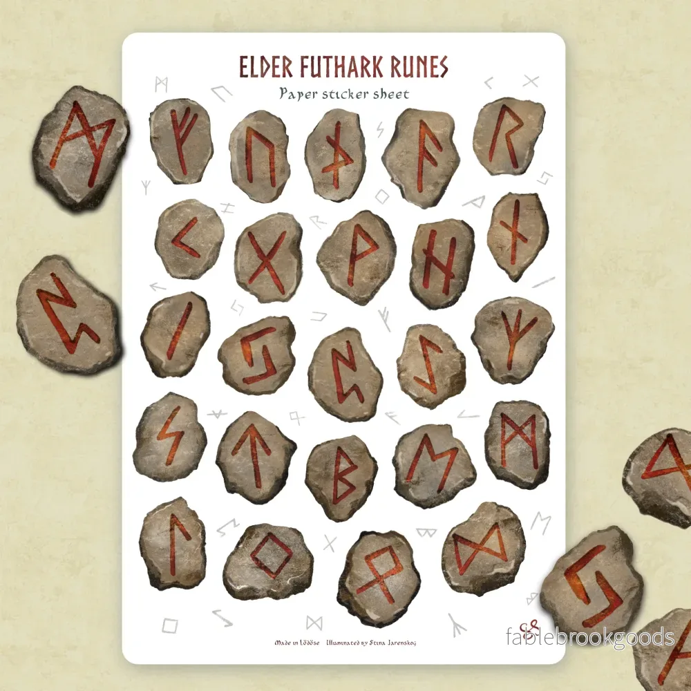 Klistermärkesark – Elder futhark runes (runor) Klistermärkesark – Elder futhark runes (runor)