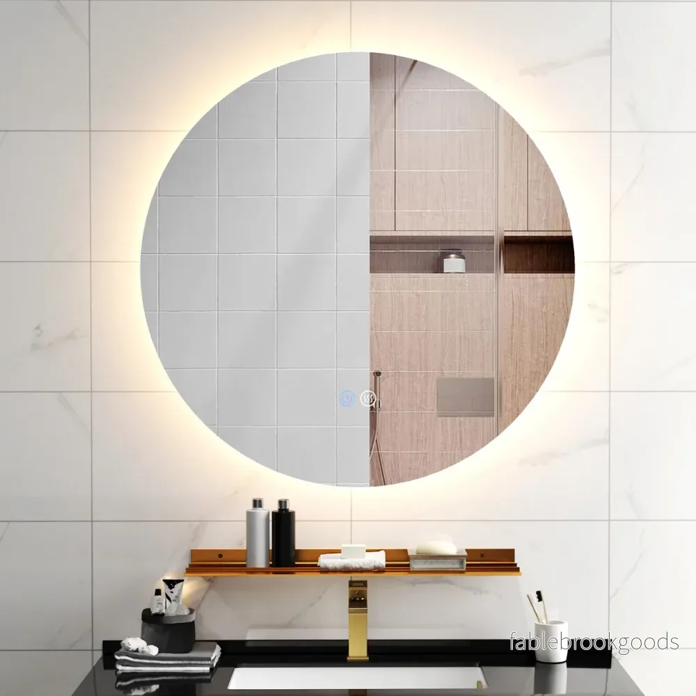 Rund – Badrumsspegel med Belysning och Touch Switch Minnesfunktion Väggspegel – Ø 60 cm – Silver - Bild 3