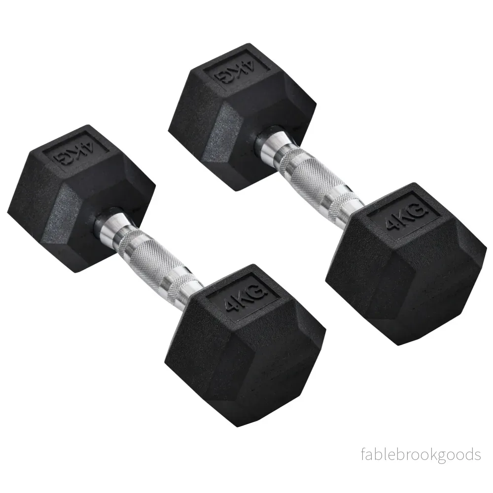 Hexagon Hantlar Set, 2x4 kg, gjutjärn, räfflade handtag
