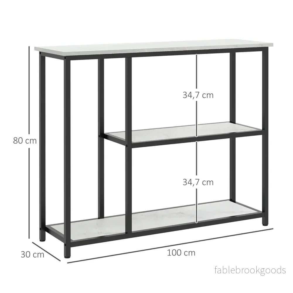 Vitt konsolbord i stål – 2-nivåer, tippskydd – 100x30x80 cm - Bild 3