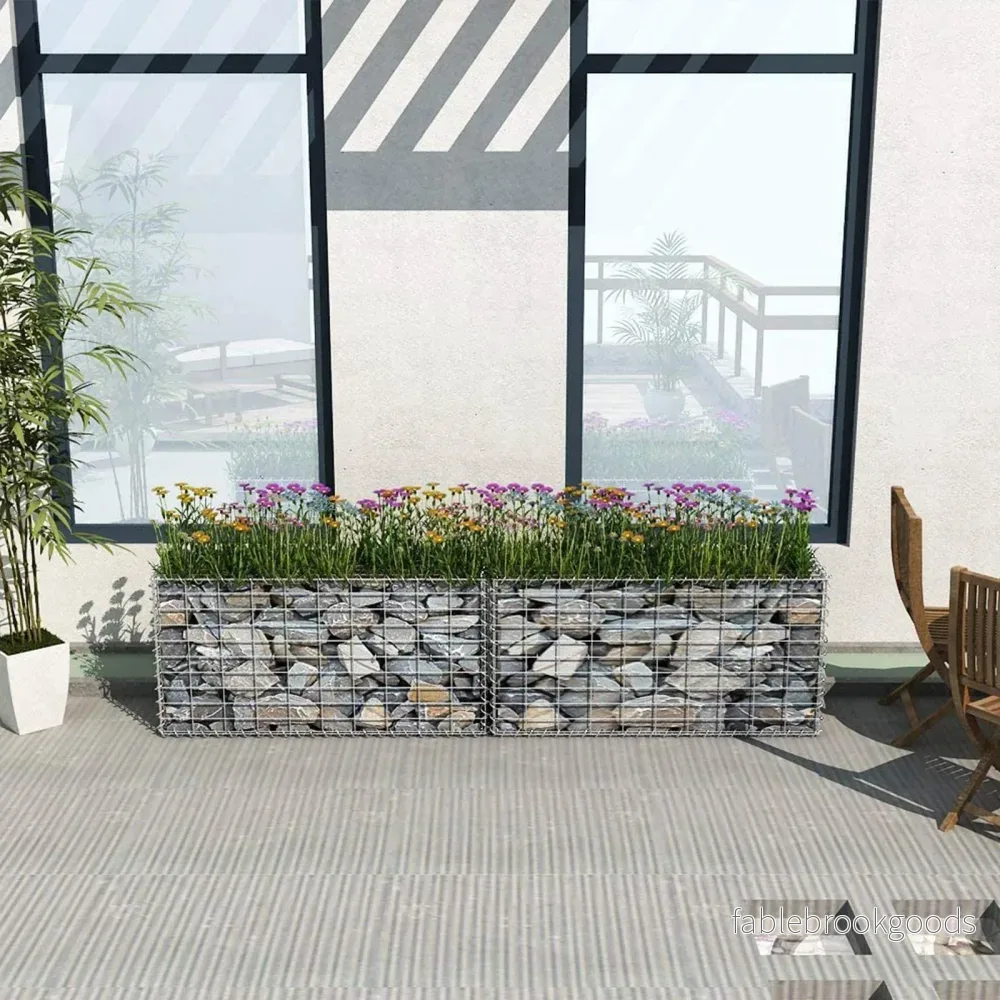 Gabion – Stenkorg 100 x 50 x 50 cm – Galvaniserad – Grå/Silver - Bild 3
