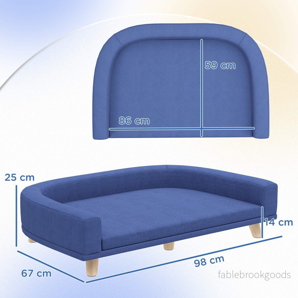Hundbäddsoffa, eukalyptusträ, 98 x 67 x 25 cm, blå - Bild 3