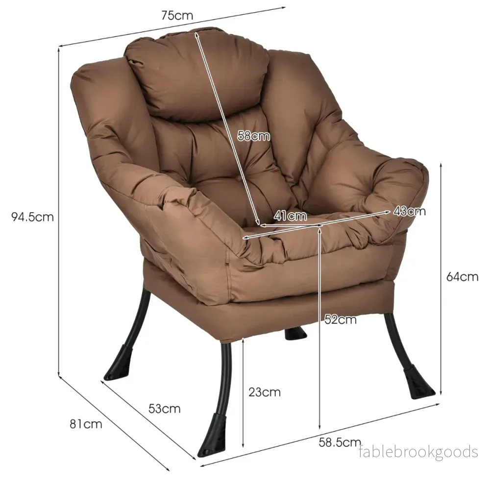 Polstret – fåtölj med armstöd och sidoficka Loungesoffa TV – Brun - Bild 2