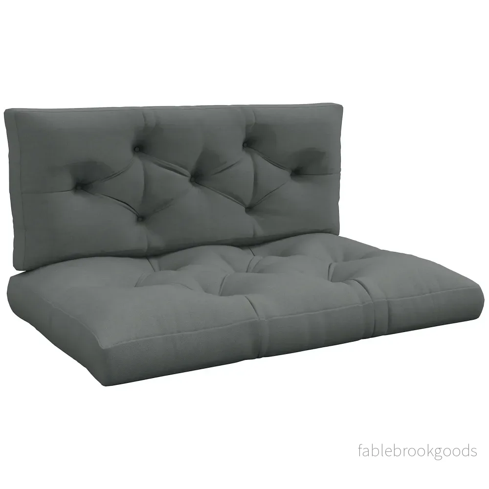 Set med utomhuskuddar, tuftade, 120x80x12 cm, ljusgrå