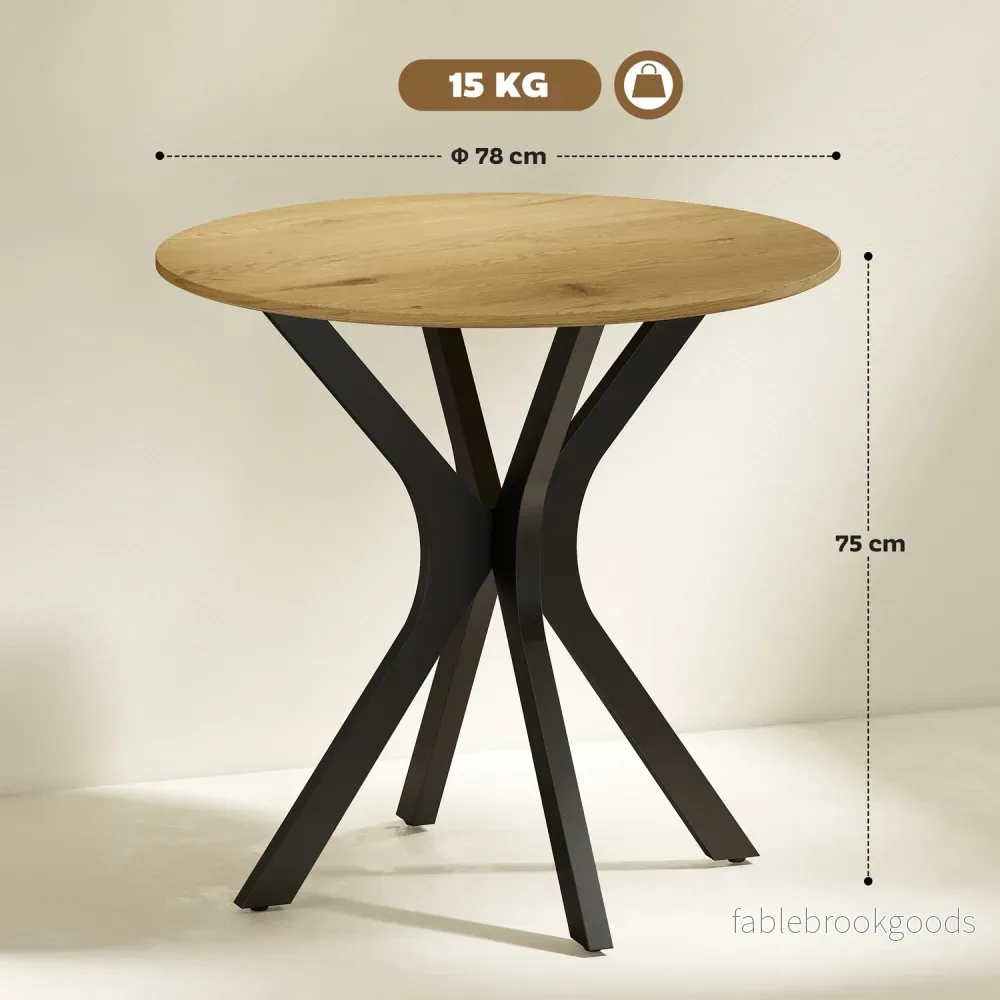 Runt matbord, modern design, 78x78x75 cm, naturligt trä - Bild 3