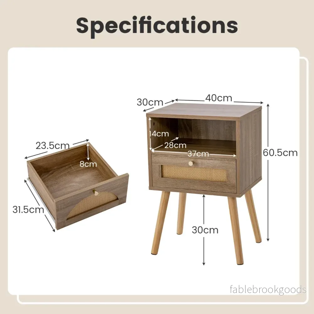 Nattduksbord – med Rottang Dekoration liten Sidobord i Boho Stil Låda – Natur - Bild 2