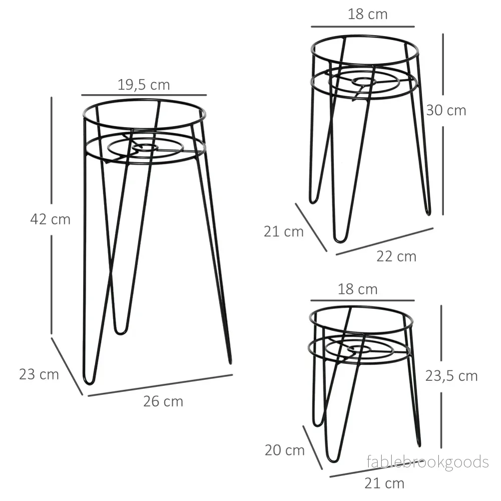 Set med 3 växtställ i svart metall för 16 cm krukor - Bild 3