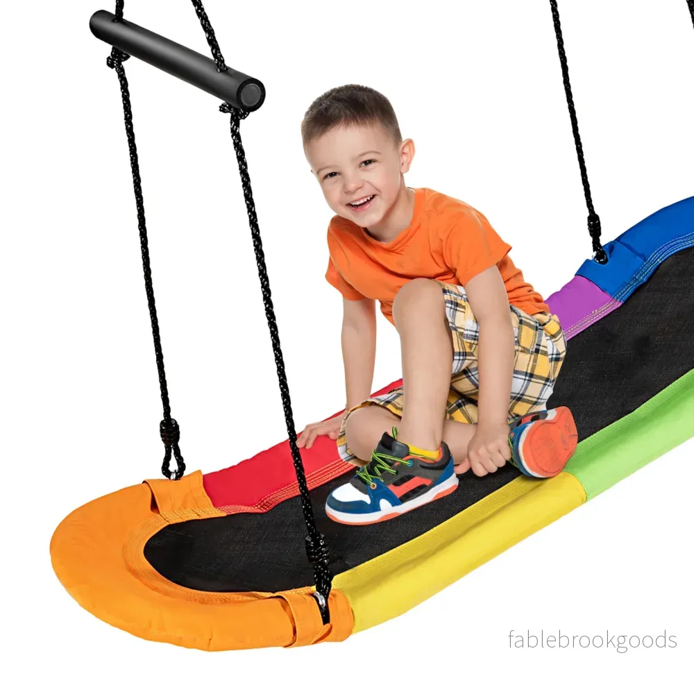 Bogunga – barnträdsgunga med justerbar rephängande – 100-160 cm 123 x 45 cm – Färgglad - Bild 2