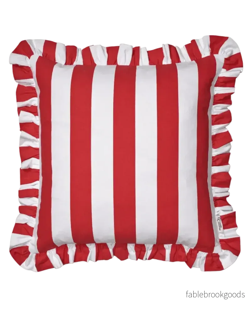 Kuddfodral Ruffle Stripes Röd