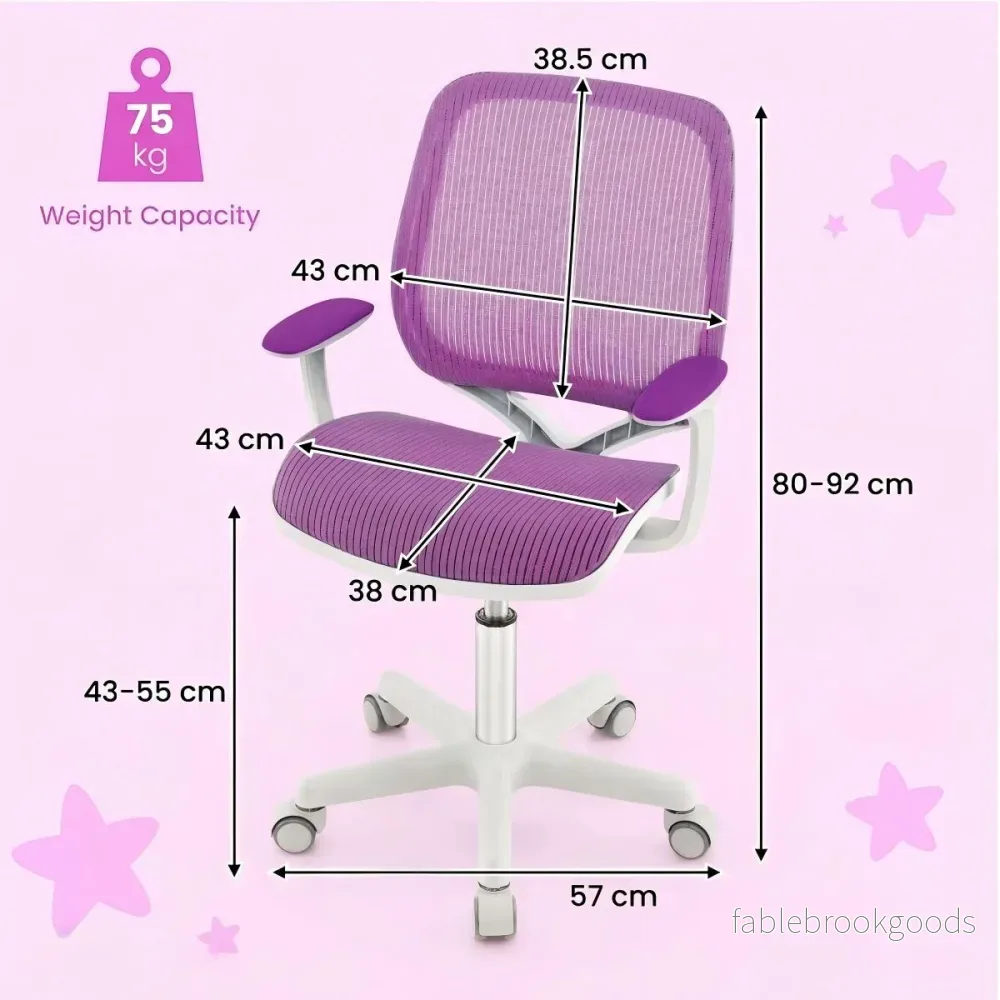 Barnbordsstol – 360° vridbar sitthöjd höjdjusterbar – 43-55 cm – Lila - Bild 2