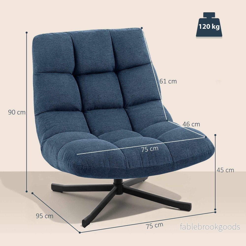 Snurrstol, armlös chenille, mörkblå - Bild 3