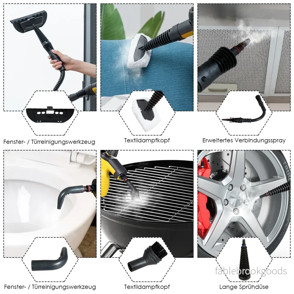 Steam – Cleaner Handhållen delad tillbehörssats och säker design – 9 – Gul - Bild 3