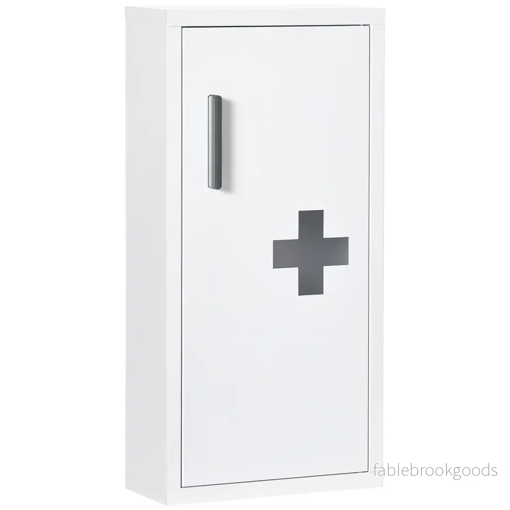 Vit medicinskåp för första hjälpen, magnetisk stängning, 40x15x53,5 cm